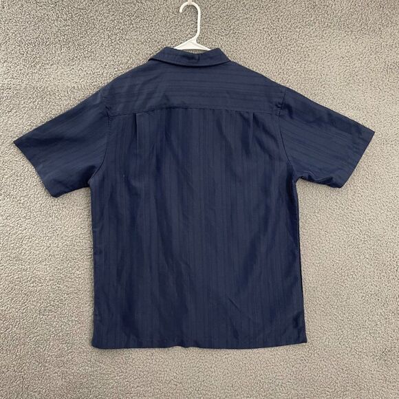 Axist Shirt Men L Navy Casual‎ Silk Touch Casual Short Sleeve Button Down - Picture 4 of 8